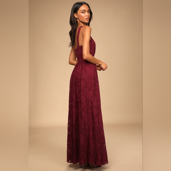 Love and Beyond Wine Burnout Floral Maxi Dress - Picture 3 of 5